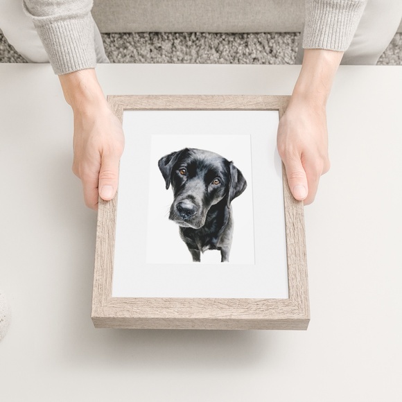 Watercolor Black Labrador Retriever Dog Portrait Wall Art Print, Unframed - Picture 6 of 7